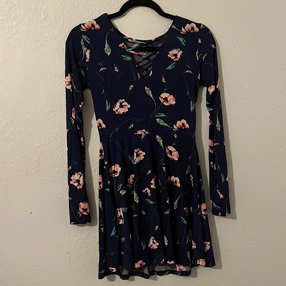 Blue & Pink Floral Mini Dress